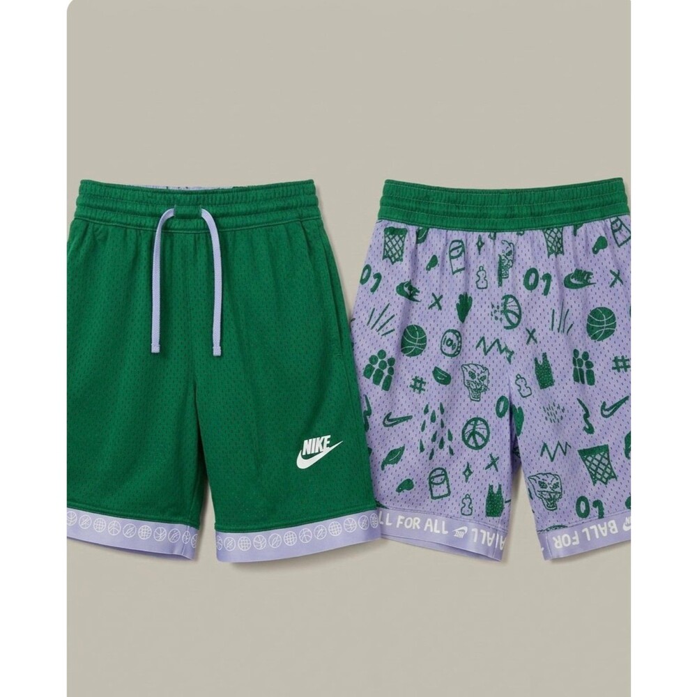 Nike Boys Culture of Basketball Reversible Mesh Shorts Green Purple Small S 8